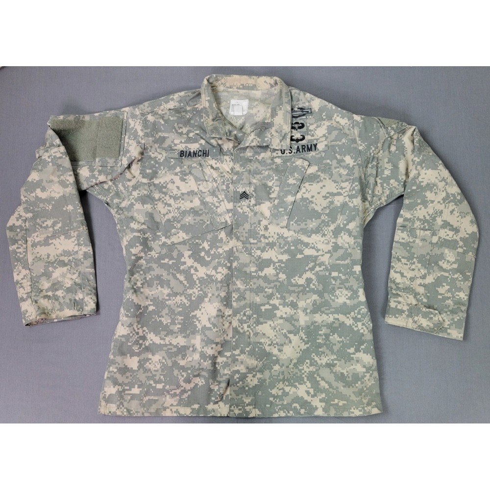 US Army Camo Combat Uniform Coat Air Assult Airborne Parachutist Sergeant M Long